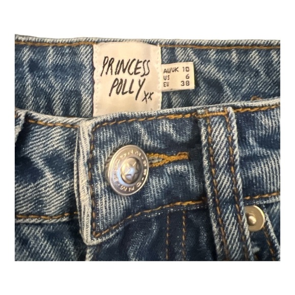 + Princess Polly High Waist Distressed Butterfly Straight Leg Jeans Size 6 PA1 - Picture 3 of 5